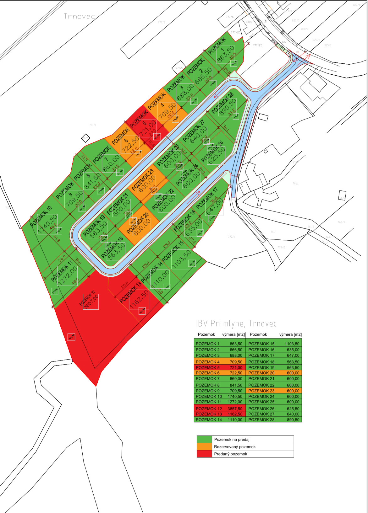 Na predaj stavebné pozemky v obci TRNOVEC, okr.SKALICA