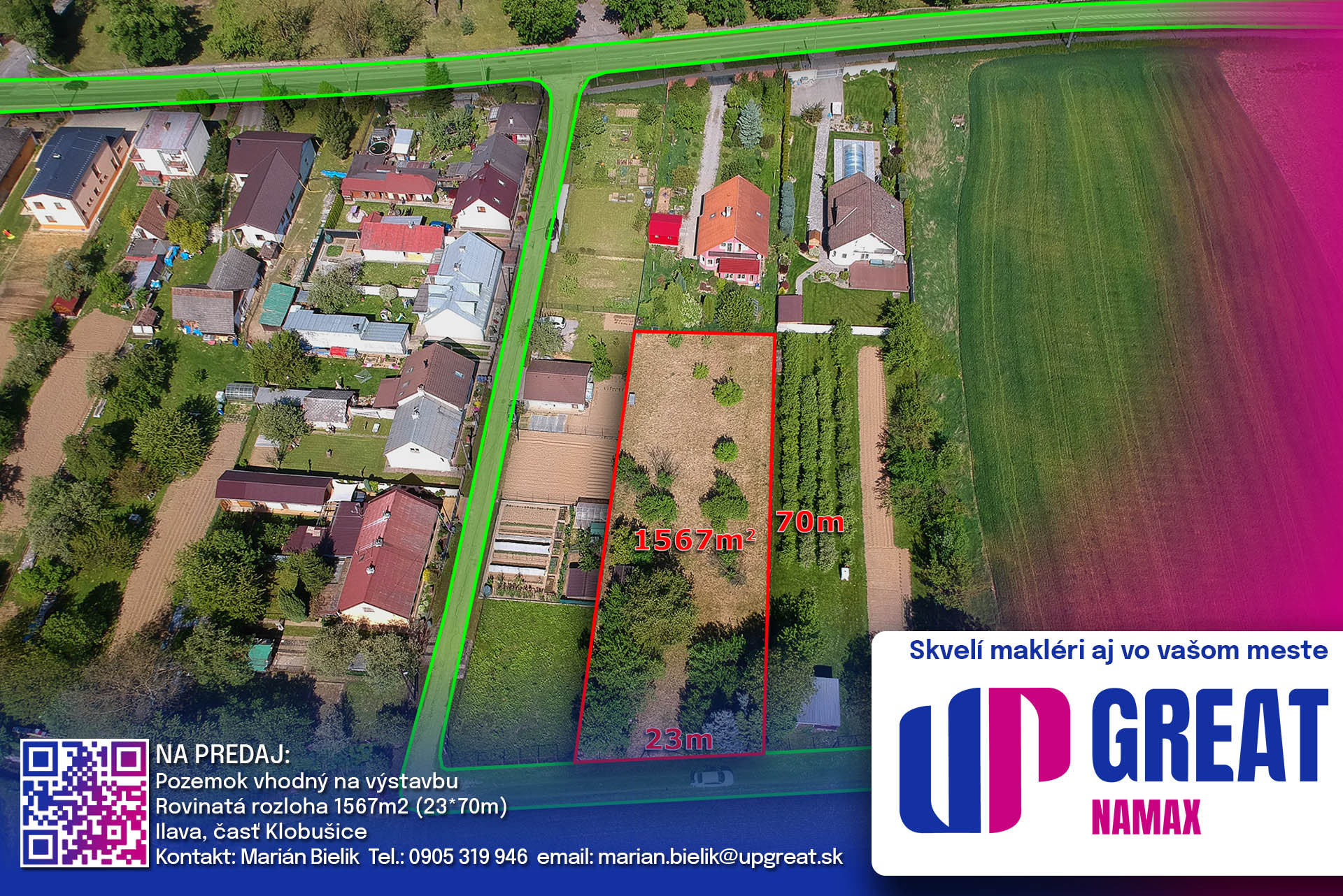 PREDAJ - pozemok vhodný na výstavbu - Klobušice, Ilava