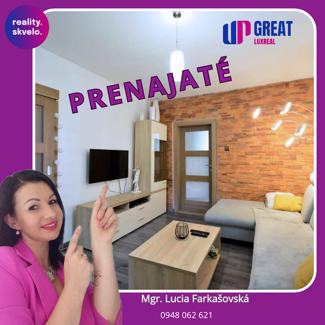 PRENAJATÉ-  3-izbový byt v meste Spišská Nová Ves