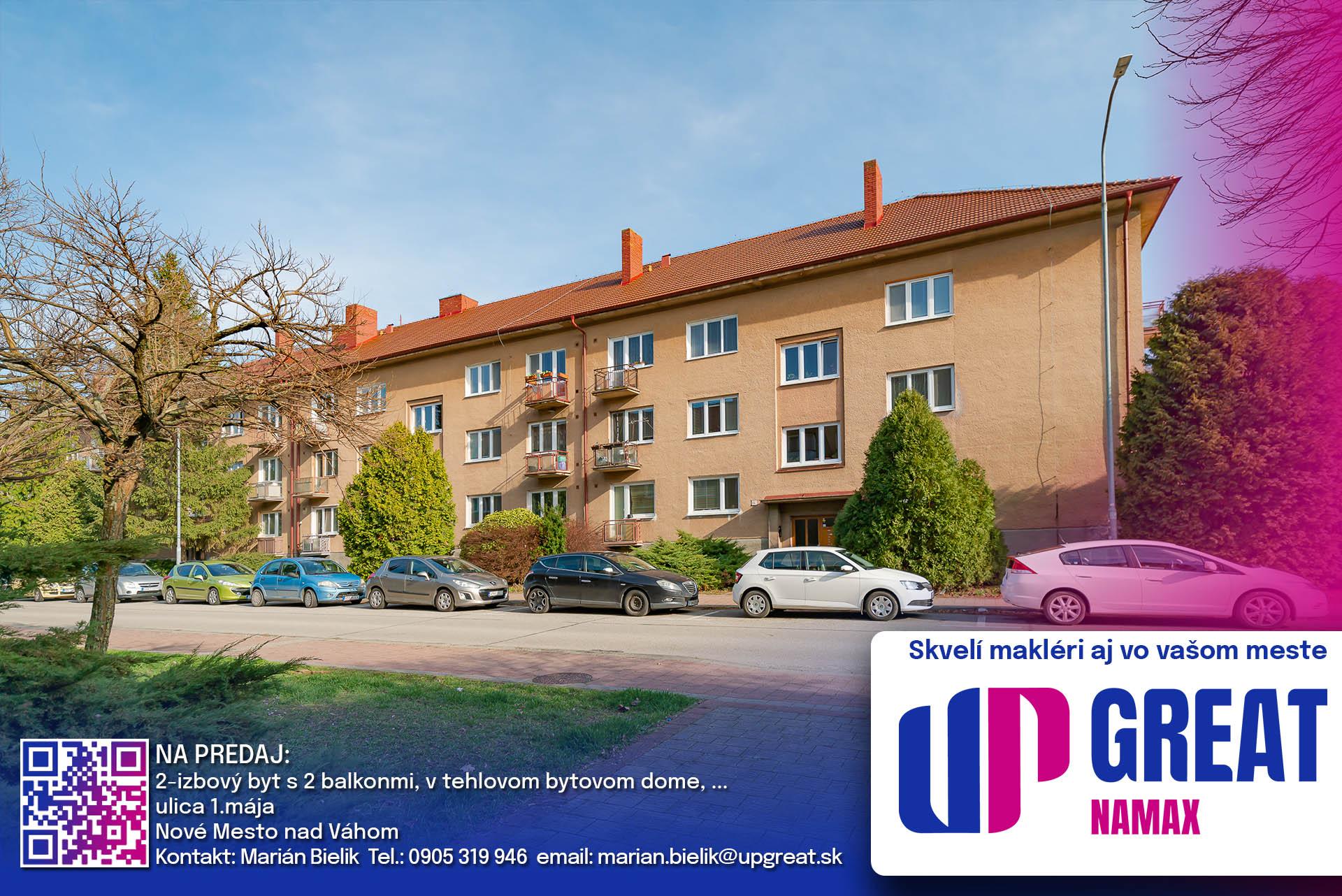 PREDANÉ 04/2025 - 2 izbový byt - ul.1.mája - NMnV