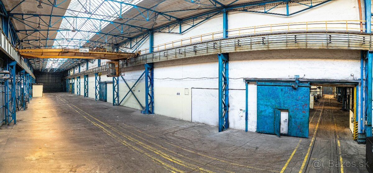 Prenájom haly od 2500 m2 s v. 10m, mostový žeriav do 20t