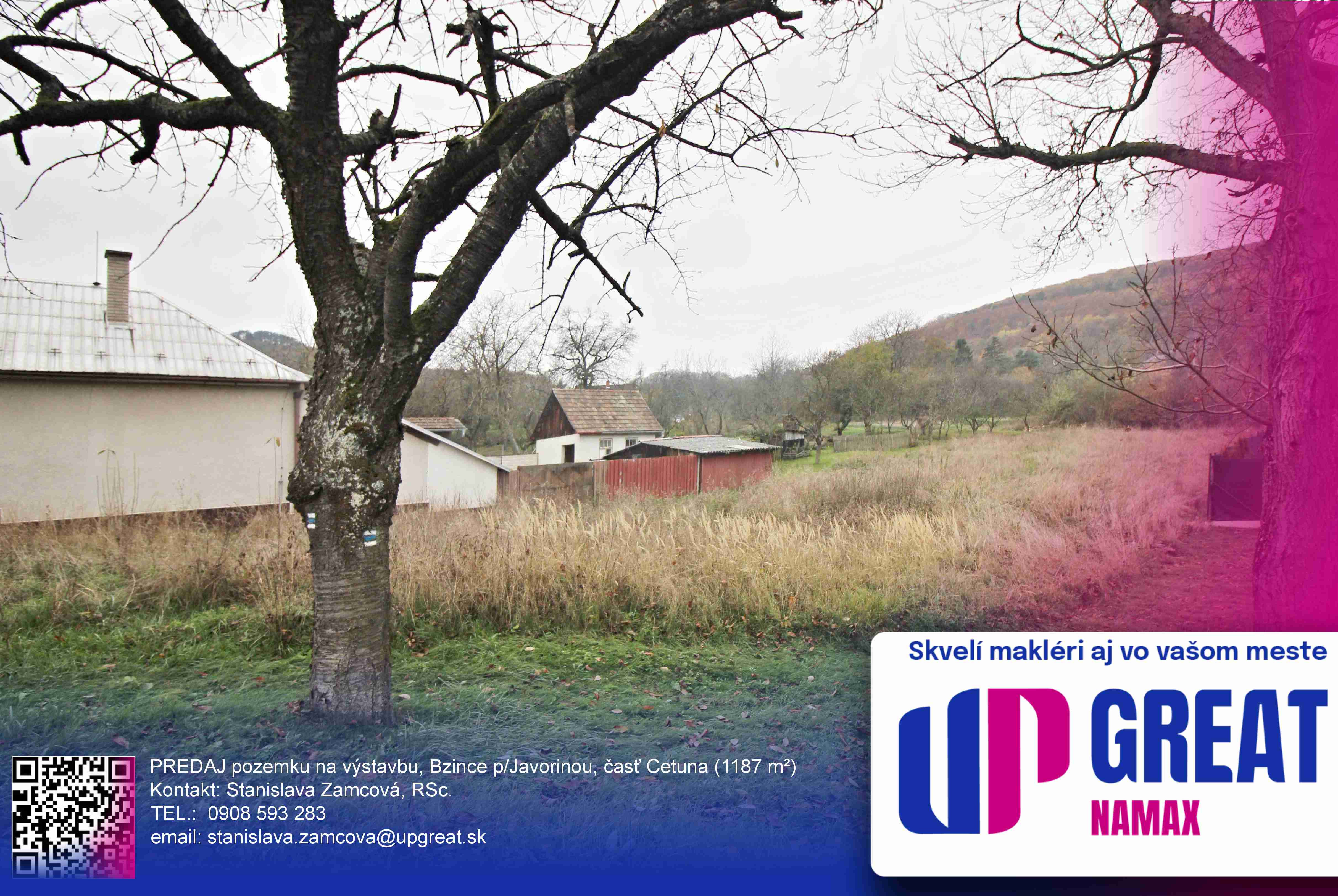 PREDAJ pozemku na výstavbu, Bzince p/Javorinou, časť Cetuna
