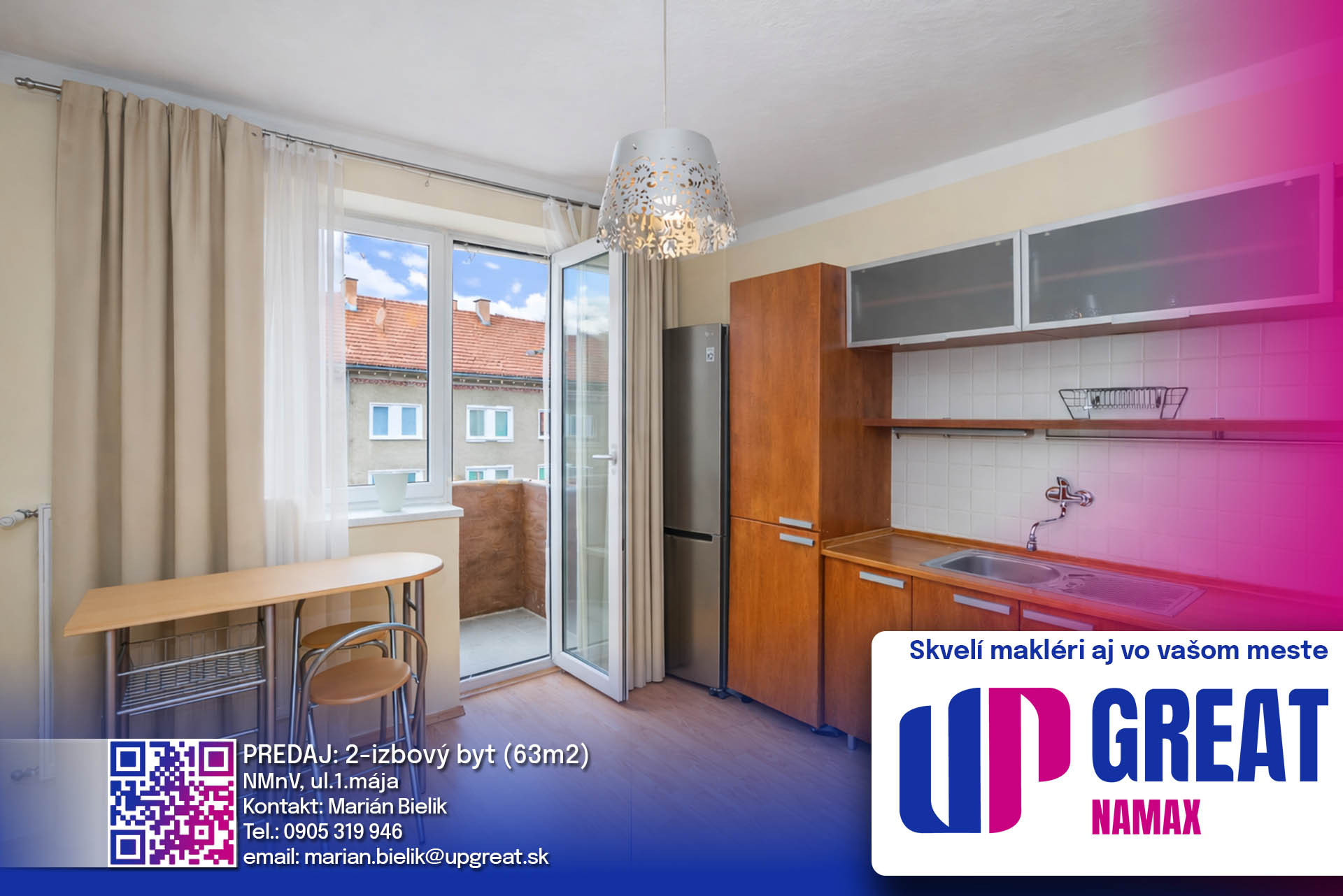 PREDAJ 2-IZBOVÝ BYT S BALKÓNOM V TEHLOVOM DOME – ul. 1. MÁJA