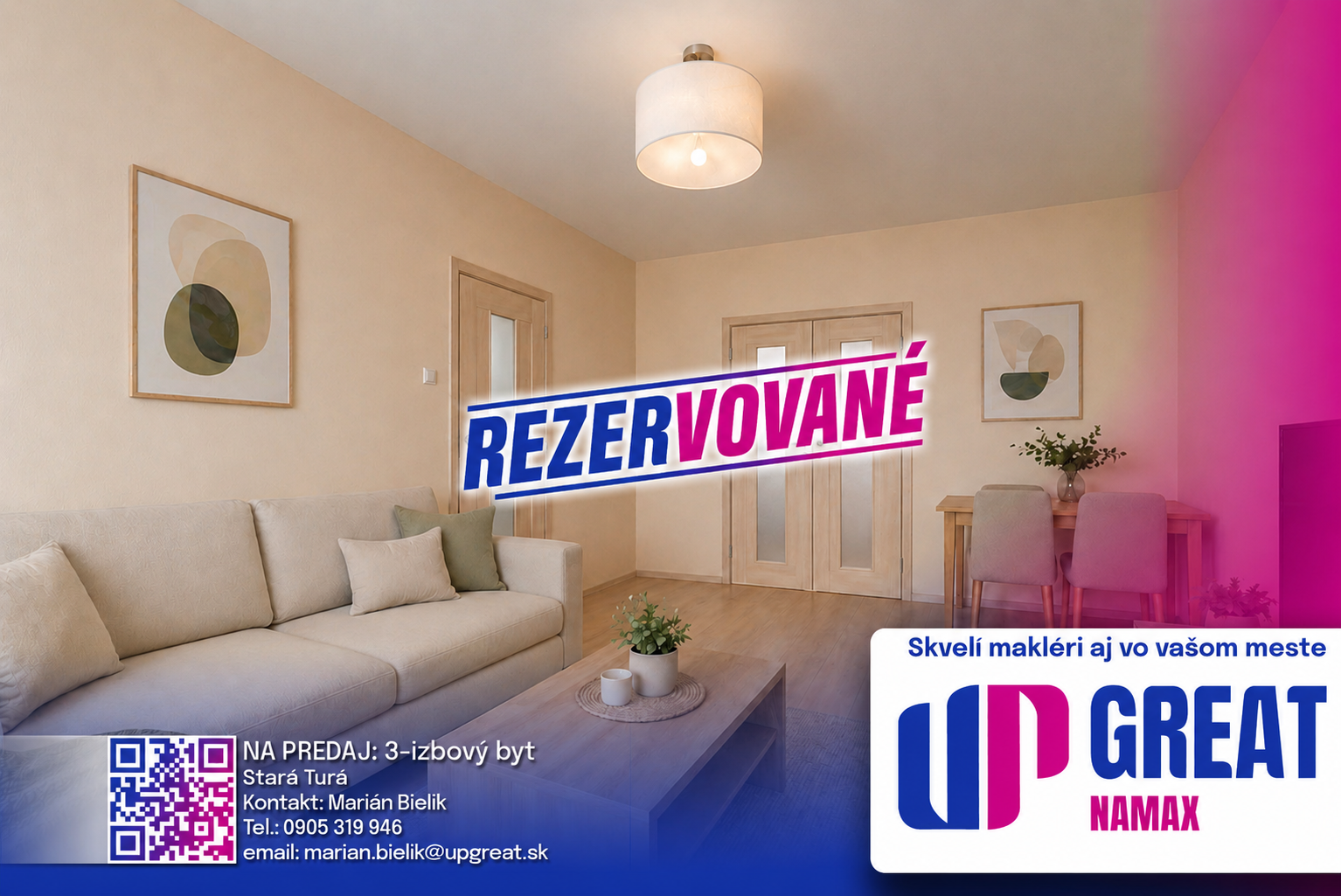 REZERVOVANÉ - 3 izbový byt - Stará Turá