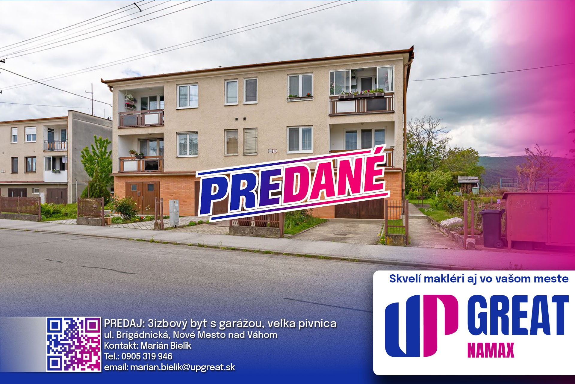 PREDANÉ 07/26 - 3-izbový byt s loggiou, s garážou a záhradou