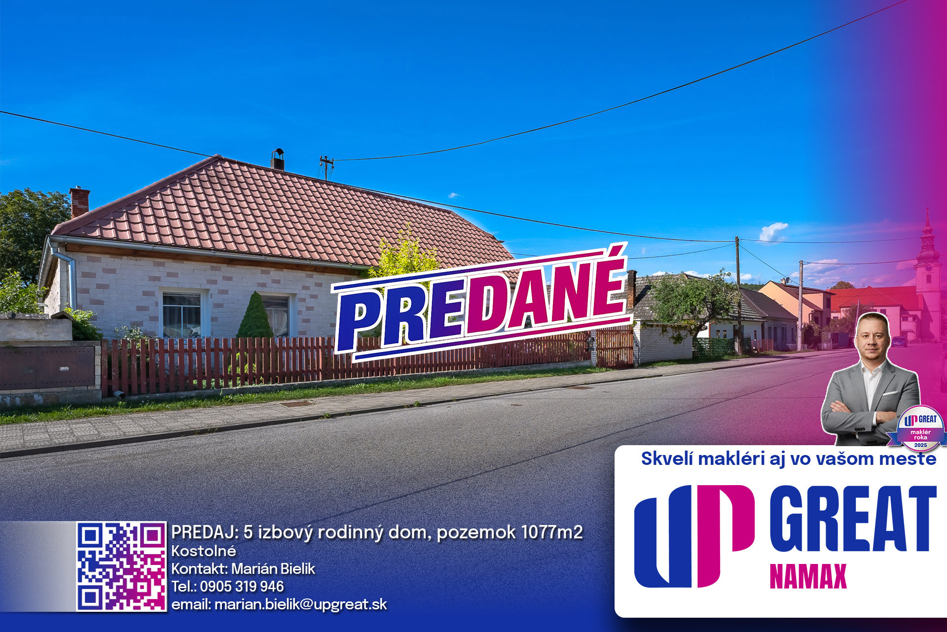 PREDANÉ 09/2026 - rodinný dom s pozemkom 1077m2 - Kostolné