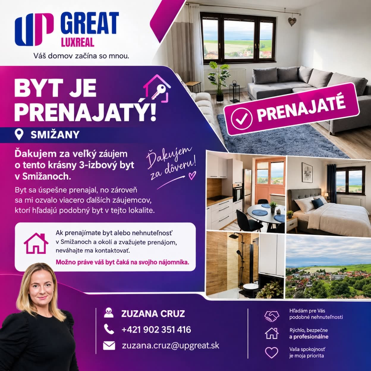 SMIŽANY KOMPLETNE ZARIADENÝ 3-IZBOVÝ BYT 74 m² NA PRENÁJOM