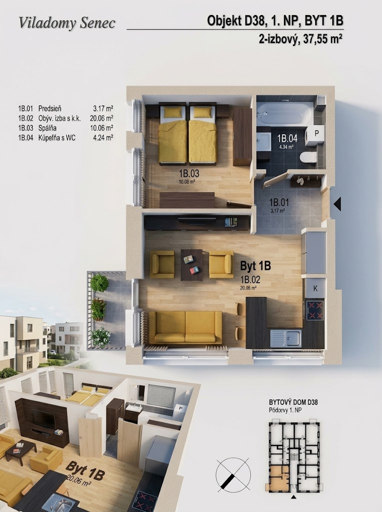 🏡 VILADOMY SENEC | NA PREDAJ 2-IZBOVÝ BYT SO SÚKROMNOU ZÁHRADKOU 36 m²