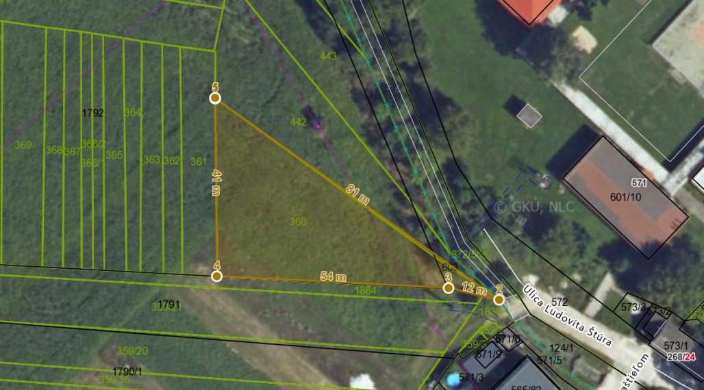 Stavebný pozemok na predaj – Ladce, ul. Ľ. Štúra