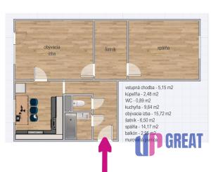 NA PRENÁJOM 2-izbový byt s balkónom, Melčice-Lieskové