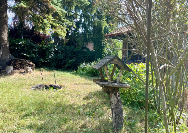 Krásna tichá záhrada s chatkou pri jazere Zlaté piesky