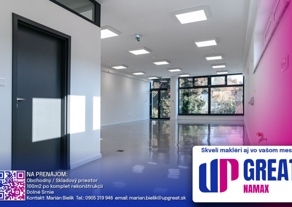 NÁJOM - skladový (obchodný) priestor - 100m2 - Dolné Srnie