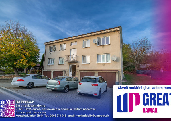 PREDAJ - 3izb byt (71m2) s garážou - Bzince pod Javorinou