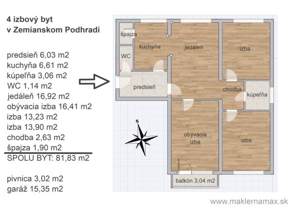 PREDANÉ 09/2025 - 4 izbový byt, Zemianske Podhradie