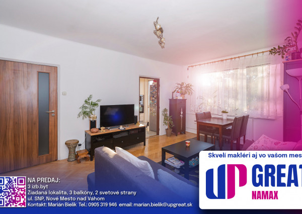 REZERVOVANÉ - PREDAJ - 3-izbový byt, ul_SNP_NMnV