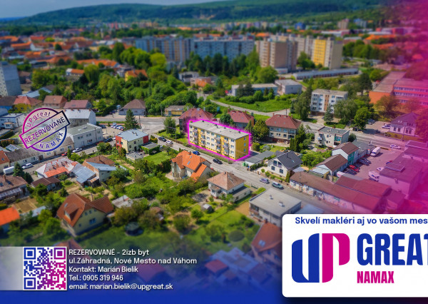 REZERVOVANÉ - 2 izbový byt, ul. Záhradná - NMnV