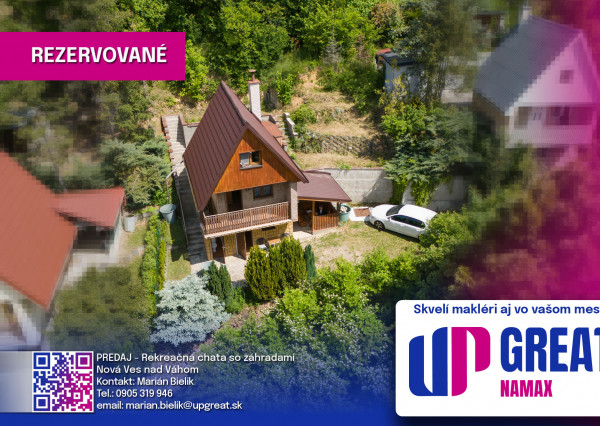 REZERVOVANÉ - Rekr. chata 54m2 (1248m2) - Nová Ves n/Váhom