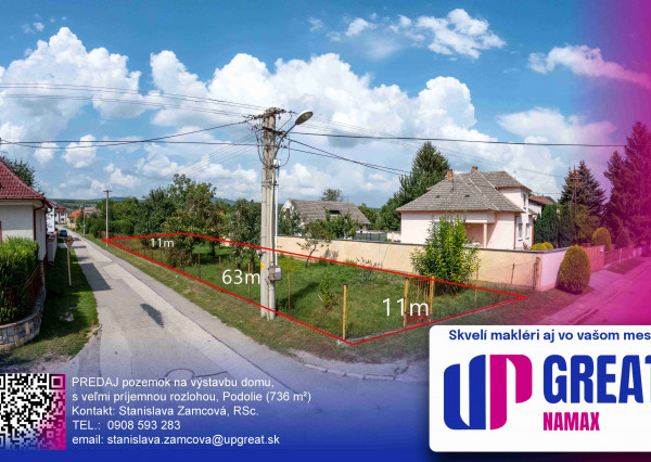PREDAJ pozemok na výstavbu domu, Podolie