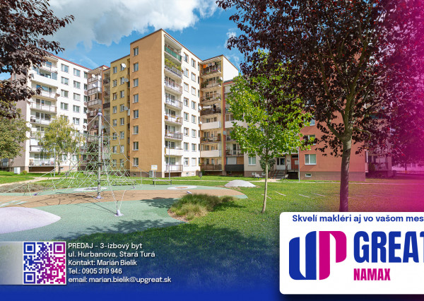 NA PREDAJ - 3-izbový byt s dvoma balkónmi v Starej Turej