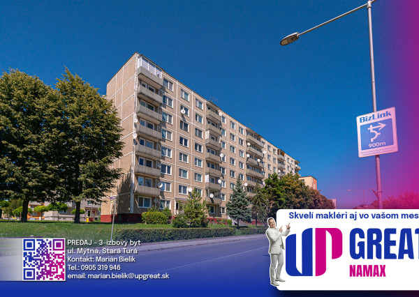 PREDANÉ 12/25 - 3-izbový byt s dvoma balkónmi v Starej Turej