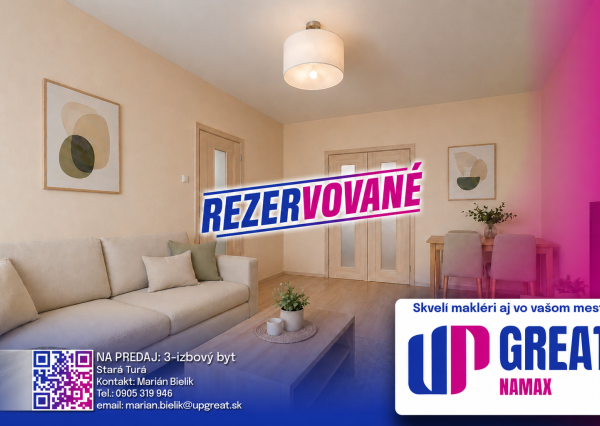 REZERVOVANÉ - 3 izbový byt - Stará Turá