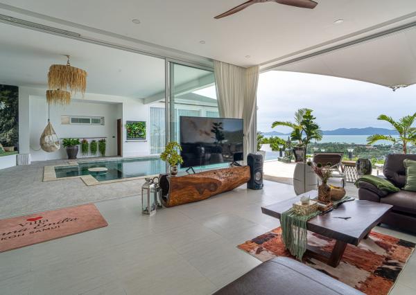 Na predaj luxusná 4-izbová vila s panoramatickým výhľadom na more v prestížnej lokalite Bophut Hills, Koh Samui