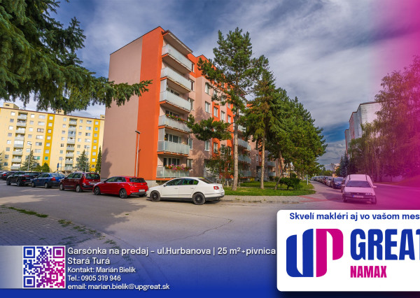 PREDAJ - Garsónka – ul.Hurbanova, Stará Turá, 25 m² +pivnica