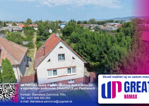 NA PREDAJ 2,5-izbový rodinný dom s pivnicou a využiteľným podkrovím, DRAHOVCE