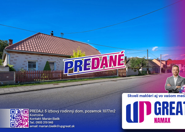 PREDANÉ 09/2026 - rodinný dom s pozemkom 1077m2 - Kostolné