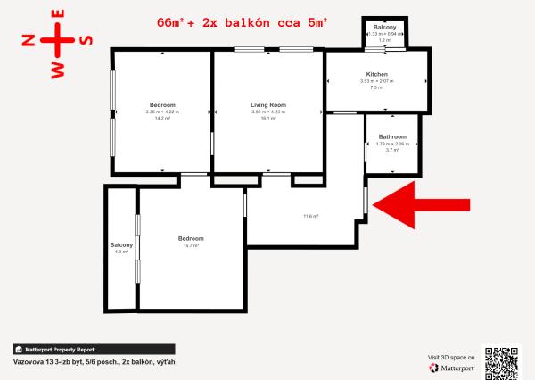 Svetlý 3-izbový byt s potenciálom a výhľadom na hrad