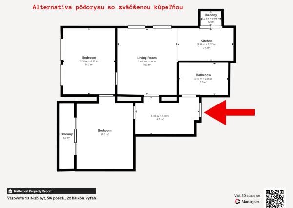 Svetlý 3-izbový byt s potenciálom a výhľadom na hrad