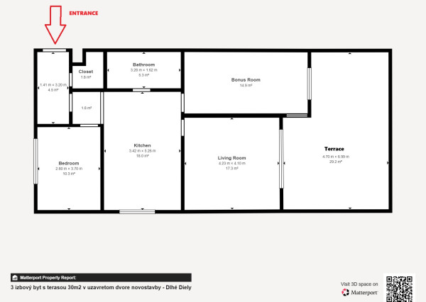 3-izbový byt s 30 m² terasou v bezpečnom uzavretom areáli