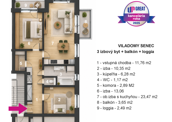 🏡 VILADOMY SENEC | NA PREDAJ 3-IZBOVÝ BYT S BALKÓNOM
